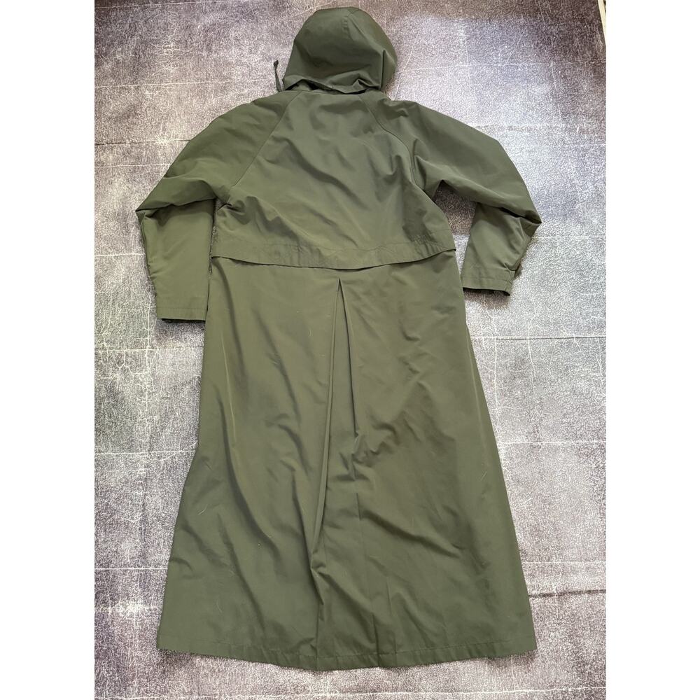 Women's L.L. Bean Wool Lined Dark Green Hooded Duster Trench Coat Jacket Sz M - Picture 4 of 4